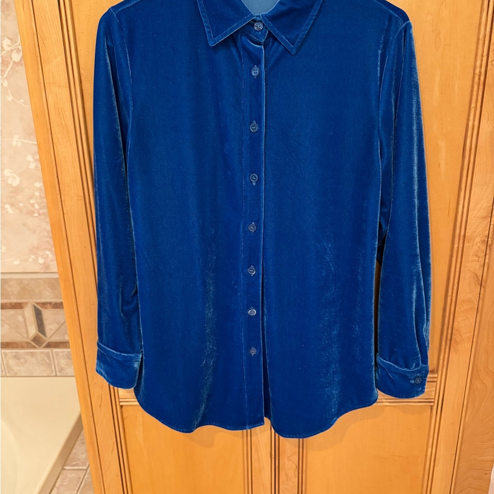 Soft Surroundings Royal Blue Velvet Shirt